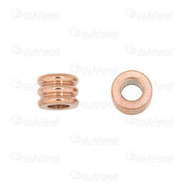 1720-240107-01RGL - Stainless Steel Bead Tube 6x6mm 2 lines 3.5mm Hole Rose Gold 20pcs 1720-240107-01RGL,Beads,Metal,montreal, quebec, canada, beads, wholesale