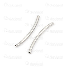 1720-240107-05 - Stainless Steel bead tube 30x2mm curve round 1mm hole Natural 10 pcs 1720-240107-05,montreal, quebec, canada, beads, wholesale