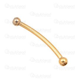 1720-240107-05BGL - Stainless Steel 304 Bead Tube 30.5x2mm Curve with Bead 4mm 1mm hole Gold Plated 10pcs 1720-240107-05BGL,billes 4mm,montreal, quebec, canada, beads, wholesale