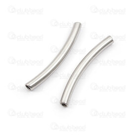 1720-240107-07 - Stainless Steel bead tube 40x4mm curve round 2.5mm hole Natural 10 pcs 1720-240107-07,montreal, quebec, canada, beads, wholesale