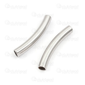 1720-240107-09 - Stainless Steel bead tube 40x6mm curve round 4.5mm hole Natural 10 pcs 1720-240107-09,Beads,Stainless Steel,montreal, quebec, canada, beads, wholesale