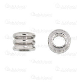 1720-240107-1 - Stainless Steel Bead Tube 4.5x6mm 2 lines 3mm Hole Natural 20pcs 1720-240107-1,Findings,billes 3mm,montreal, quebec, canada, beads, wholesale