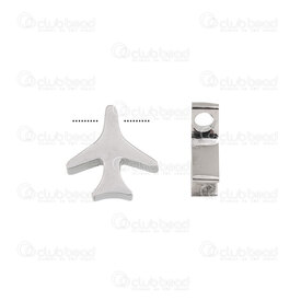 1720-240113-03 - Stainless Steel Bead Air Plane 10x10x3mm 1.5mm hole Natural 4pcs 1720-240113-03,Beads,Stainless Steel,montreal, quebec, canada, beads, wholesale