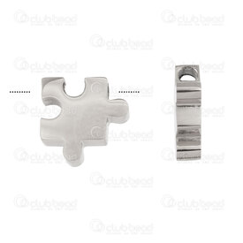 1720-240113-05 - Stainless Steel 304 Bead Puzzle Piece 10x10x3mm 1.5mm Hole Natural 4pcs 1720-240113-05,Inoxydable 304,montreal, quebec, canada, beads, wholesale