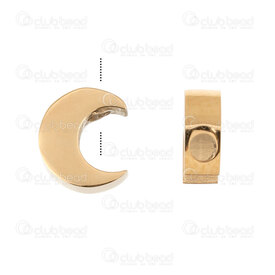 1720-240113-07GL - Acier Inoxydable 304 Bille Lune 8x7x3mm Demi Perce Trou 2mm Plaque Or 4pcs 1720-240113-07GL,lunes,montreal, quebec, canada, beads, wholesale