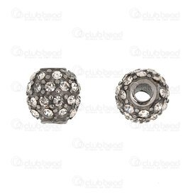 1720-240207-05AN - Stainless steel Bead Round 10mm with Rhinestone Crystal 3mm hole Antique 4pcs 1720-240207-05AN,Beads,Stainless Steel,montreal, quebec, canada, beads, wholesale