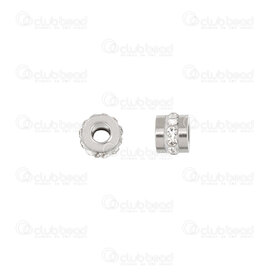1720-240207-0607 - Stainless Steel 304 Bead Spacer Cylinder With Crystal Clear Rhinestones 5x7mm Natural 3mm Hole 10pcs 1720-240207-0607,Beads,Metal,10pcs,Bead,Spacer,Metal,Stainless Steel 304,5X7MM,Round,Cylinder,With Crystal Clear Rhinestones,Grey,Natural,3mm Hole,montreal, quebec, canada, beads, wholesale