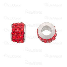 1720-240207-0805 - Stainless Steel 304 Bead Spacer Cylinder 5x6.5mm with Rhinestone Red 3 rows 3mm hole Natural 10pcs 1720-240207-0805,montreal, quebec, canada, beads, wholesale