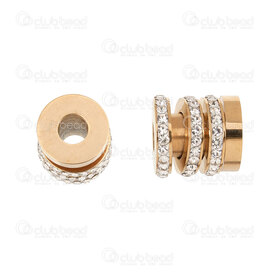 1720-240207-09GL - Stainless Steel Bead Cylinder 11x10mm with movable rhinstone (3 rows) 4mm hole Gold Plated 1pc 1720-240207-09GL,Beads,Metal,montreal, quebec, canada, beads, wholesale