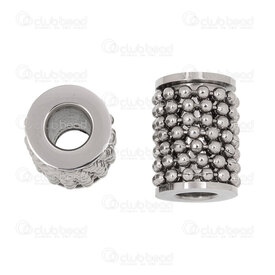 1720-240207-11 - Stainless Steel Bead Tube 17x13mm with Ball Chain Wrap 6mm hole Natural 2pcs 1720-240207-11,Beads,Stainless Steel,montreal, quebec, canada, beads, wholesale