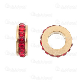 1720-240207-153GL - Stainless Steel 304 Bead Spacer Washer 3.5x11mm wih Rhinestone Red 5.5mm hole Gold Plated 10pcs 1720-240207-153GL,Findings,Spacers,Rhinestones,montreal, quebec, canada, beads, wholesale