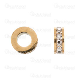 1720-240207-15GL - Stainless Steel Bead Spacer Washer 3.5x10mm wih Rhinestone Crystal 5mm hole Gold Plated 4pcs 1720-240207-15GL,Findings,Spacers,Rhinestones,montreal, quebec, canada, beads, wholesale