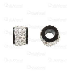 1720-240207-21BBK - Acier Inoxydable 304 Bille Separateur Cylindre 5x6.5mm avec Pierre du Rhin Noir 3 rang Trou 3.5mm Noir 10pcs 1720-240207-21BBK,Billes,Métal,Acier inoxydable,montreal, quebec, canada, beads, wholesale