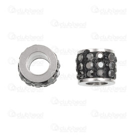 1720-240207-21BK - Stainless Steel 304 Bead Spacer Cylinder 5x6.5mm with Rhinestone Black 3 rows 3.5mm hole Black 10pcs 1720-240207-21BK,Beads,Metal,montreal, quebec, canada, beads, wholesale