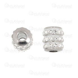 1720-240207-23 - Stainless Steel 304 Bead Spacer Cylinder 8x7mm with Rhinestone Crystal 3 rows 2.5mm hole Natural 10pcs 1720-240207-23,Stainless steel,montreal, quebec, canada, beads, wholesale