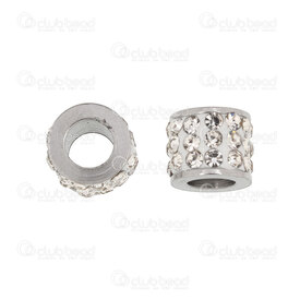 1720-240207-25 - Stainless Steel 304 Bead Spacer Cylinder 5x6.5mm with Rhinestone Crystal 3 rows 3.5mm hole Natural 10pcs 1720-240207-25,Stainless steel,montreal, quebec, canada, beads, wholesale