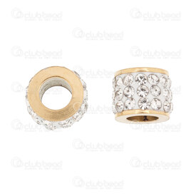 1720-240207-25GL - Stainless Steel 304 Bead Spacer Cylinder 5x6.5mm with Rhinestone Crystal 3 rows 3.5mm hole Gold Plated 10pcs 1720-240207-25GL,Stainless steel,montreal, quebec, canada, beads, wholesale