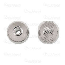 1720-240301-057.5 - Stainless steel bead round 7.5x8mm diagonal line design 2mm hole Natural 30pcs 1720-240301-057.5,Stainless Steel,montreal, quebec, canada, beads, wholesale