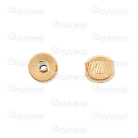 1720-240301-057.5GL - Stainless steel bead round 7.5x8mm diagonal line design 2mm hole Gold 10pcs 1720-240301-057.5GL,montreal, quebec, canada, beads, wholesale