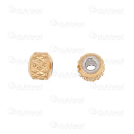 1720-240301-063.5GL - Acier Inoxydable 304 Bille Rond 3.5x4mm Motif Ligne Filet Trou 1.5mm Plaque Or 50pcs 1720-240301-063.5GL,2 trous,montreal, quebec, canada, beads, wholesale