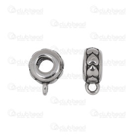 1720-240307-13 - Stainless Steel 304 Bead Spacer Donut With Loop 8.5x4.5mm Antique With Heart 3.5mm Hole 4pcs 1720-240307-13,Beads,Stainless Steel,Grey,Donut,Bead,Spacer,Metal,Stainless Steel 304,8.5x4.5mm,Round,Donut,With Loop,Grey,Antique,montreal, quebec, canada, beads, wholesale