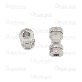 1720-240307-19 - Stainless Steel bead Tube barrel 12x6.5mm Lined Design 3mm hole Natural 10pcs 1720-240307-19,Beads,Stainless Steel,montreal, quebec, canada, beads, wholesale