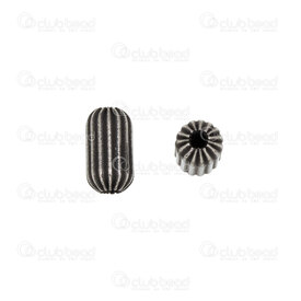 1720-240307-25AN - Stainless steel Bead Tube 10x6mm Lined Design 2mm hole Antique 4pcs 1720-240307-25AN,Stainless Steel,montreal, quebec, canada, beads, wholesale