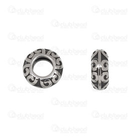 1720-240307-27 - Stainless Steel 304 Bead Spacer Ring 11x5mm Antique With Fancy Design 5.5mm Hole 4pcs 1720-240307-27,Beads,Stainless Steel 304,Bead,Spacer,Metal,Stainless Steel 304,11X5MM,Round,Ring,Grey,Antique,With Fancy Design,5.5mm Hole,China,montreal, quebec, canada, beads, wholesale
