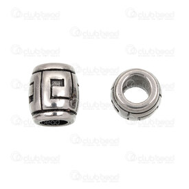 1720-240307-33AN - Stainless Steel 304 Bead Cylinder 12.5x11mm Antique With Greek Key Design 6mm Hole 4pcs 1720-240307-33AN,Bead,Metal,Stainless Steel 304,12.5x11mm,Round,Cylinder,Grey,Antique,With Greek Key Design,6mm Hole,China,4pcs,montreal, quebec, canada, beads, wholesale