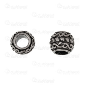 1720-240307-39AN - Stainless Steel Bead Cylinder 9x10.5mm Fancy Curved Design 5mm hole Antique 4pcs 1720-240307-39AN,Beads,Metal,montreal, quebec, canada, beads, wholesale