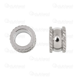 1720-240307-49 - Stainless Steel Bead Baril 5x8mm Fancy Edge 5mm Hole Natural 20pcs 1720-240307-49,Beads,Metal,Stainless Steel,montreal, quebec, canada, beads, wholesale