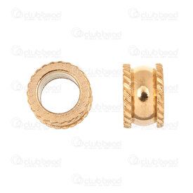 1720-240307-49GL - Stainless Steel Bead Baril 5x8mm Fancy Edge 5mm Hole Gold Plated 10pcs 1720-240307-49GL,Findings,montreal, quebec, canada, beads, wholesale