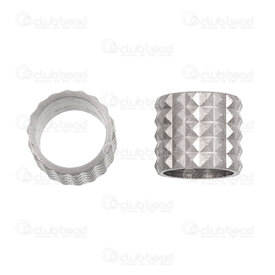 1720-240307-516.5 - Stainless Steel Bead Cylinder 6.5x7.5mm Diamond Cut Spike Design 5.5mm Hole Natural 10pcs 1720-240307-516.5,Findings,Spacers,Beads,montreal, quebec, canada, beads, wholesale