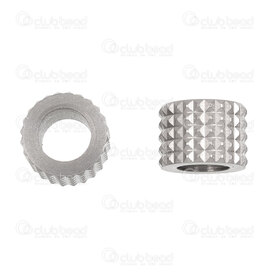 1720-240307-517 - Stainless Steel Bead Cylinder 7x10mm Diamond Cut Spike Design 5.5mm Hole Natural 10pcs 1720-240307-517,Findings,montreal, quebec, canada, beads, wholesale