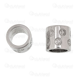 1720-240307-53 - Stainless Steel 304 Bead Tube 11x12mm Smiley Design 8.5mm hole Natural 10pcs 1720-240307-53,montreal, quebec, canada, beads, wholesale