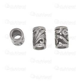 1720-240307-55 - Acier Inoxyable 304 Bille Tube 10x7mm Motif Fantaisie Creux Trou 4.5mm Naturel 4pcs 1720-240307-55,Billes,Acier inoxydable,montreal, quebec, canada, beads, wholesale