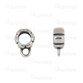 1720-240309-01AN - Stainless steel Bead with 2.5mm loop 4.5x8mm Fancy Lined Design 5mm hole Antique 4pcs 1720-240309-01AN,1720-24,montreal, quebec, canada, beads, wholesale