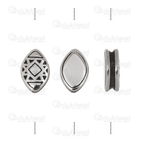 1720-240312-05 - stainless steel bead oval fancy design 12.5x8.5mm 2mm Hole Natural 4pcs 1720-240312-05,montreal, quebec, canada, beads, wholesale