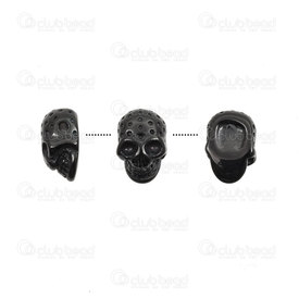 1720-240313-07BN - stainless steel bead skull 13.5x9.5x7mm 1.5mm Hole Black 4pcs 1720-240313-07BN,SKU,montreal, quebec, canada, beads, wholesale