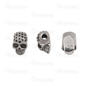 1720-240313-09AN - Stainless Steel Bead Skull Head 8.5x7.5x14mm 3mm hole Antique 4pcs 1720-240313-09AN,Beads,montreal, quebec, canada, beads, wholesale