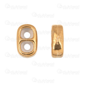 1720-240501-01GL - Acier Inoxydable 304 Bille d'Arret pour Chaine Double 13x8x4.5mm Trou 2mm avec Caoutchouc Plaque Or 5pcs 1720-240501-01GL,montreal, quebec, canada, beads, wholesale