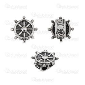 1720-240513-01 - Acier Inoxydable Bille Gouvernail 19.5x19.5x9.5mm pour Cordon double 5mm Antique 2pcs 1720-240513-01,rud,montreal, quebec, canada, beads, wholesale