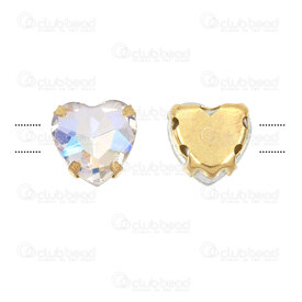 1720-240513-03 - Heart Stainless Steel 304 Bead Heart 9x9.5x5mm Cristal AB Rhinestone Heart Sew-On with Claw and Loop 1mm Hole 2 Hole Gold Plated 20pcs 1720-240513-03,Beads,montreal, quebec, canada, beads, wholesale