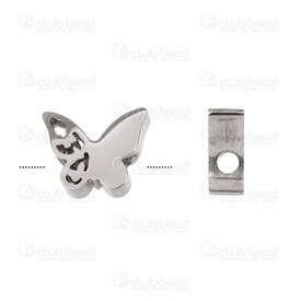 1720-2410-19 - Animal Acier Inoxydable 304 Bille Papillon 9.5x8x3.5mm Trou 2mm Polissage Qualite Superieure Naturel 5pcs 1720-2410-19,acier bille 2mm,montreal, quebec, canada, beads, wholesale