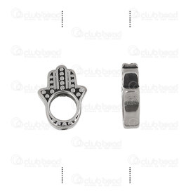 1720-2412-05 - Spiritual stainless steel bead fatima hand 15x11.5mm 6mm center Hole 1mm Hole Natural 4pcs 1720-2412-05,Beads,main,montreal, quebec, canada, beads, wholesale
