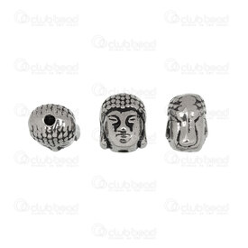 1720-2412-11 - Spiritual Stainless Steel Bead Buddha Head 10x8.5x6.5mm 2mm hole Natural 4pcs 1720-2412-11,Stainless Steel,Chains,montreal, quebec, canada, beads, wholesale