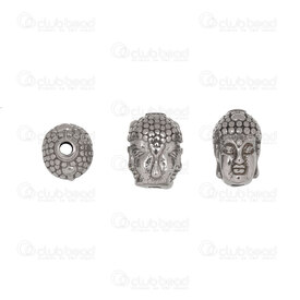 1720-2412-13 - Spiritual Stainless Steel Bead Buddha Head 13.5x9x10mm 2.5mm hole Natural 4pcs 1720-2412-13,Stainless Steel,Chains,montreal, quebec, canada, beads, wholesale