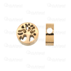 1720-2412-151GL - Spirituel Acier Inoxydable 304 Bille Arbre de Vie 8x3mm Trou 2mm Plaque Or 4pcs 1720-2412-151GL,1,montreal, quebec, canada, beads, wholesale