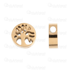 1720-2412-15GL - Spiritual Stainless Steel 304 Bead Tree of Life 8x3mm 2mm Hole Gold Plated 4pcs 1720-2412-15GL,1720-24,montreal, quebec, canada, beads, wholesale