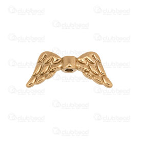 1720-2412-17GL - Spiritual Stainless Steel 304 Bead Angel Wing 8.5x19x3.5mm 1.5mm hole Gold Plated 5pcs 1720-2412-17GL,OR,montreal, quebec, canada, beads, wholesale